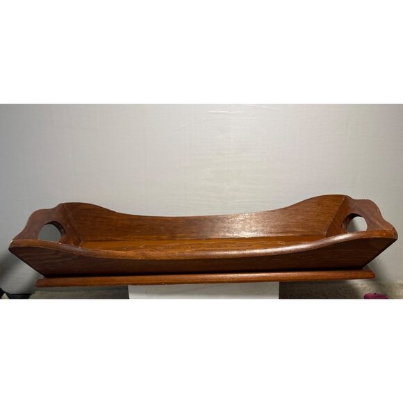 Handcrafted Wooden Serving Tray With Give Us This Day Our Daily Bread 19" Long - Picture 5 of 9